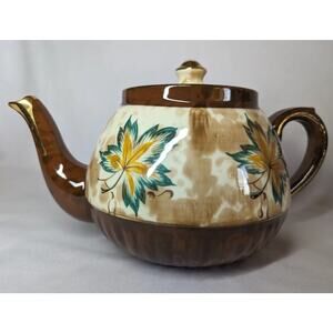 Vintage Price Kensington Hand Painted Teapot Gold Trim Autumn Fall Leaves